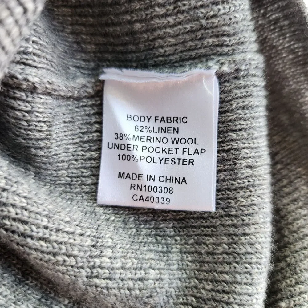Peter Millar Crown Crafted XL Gray Linen Merino Wool Button Up Cardigan Sweater
